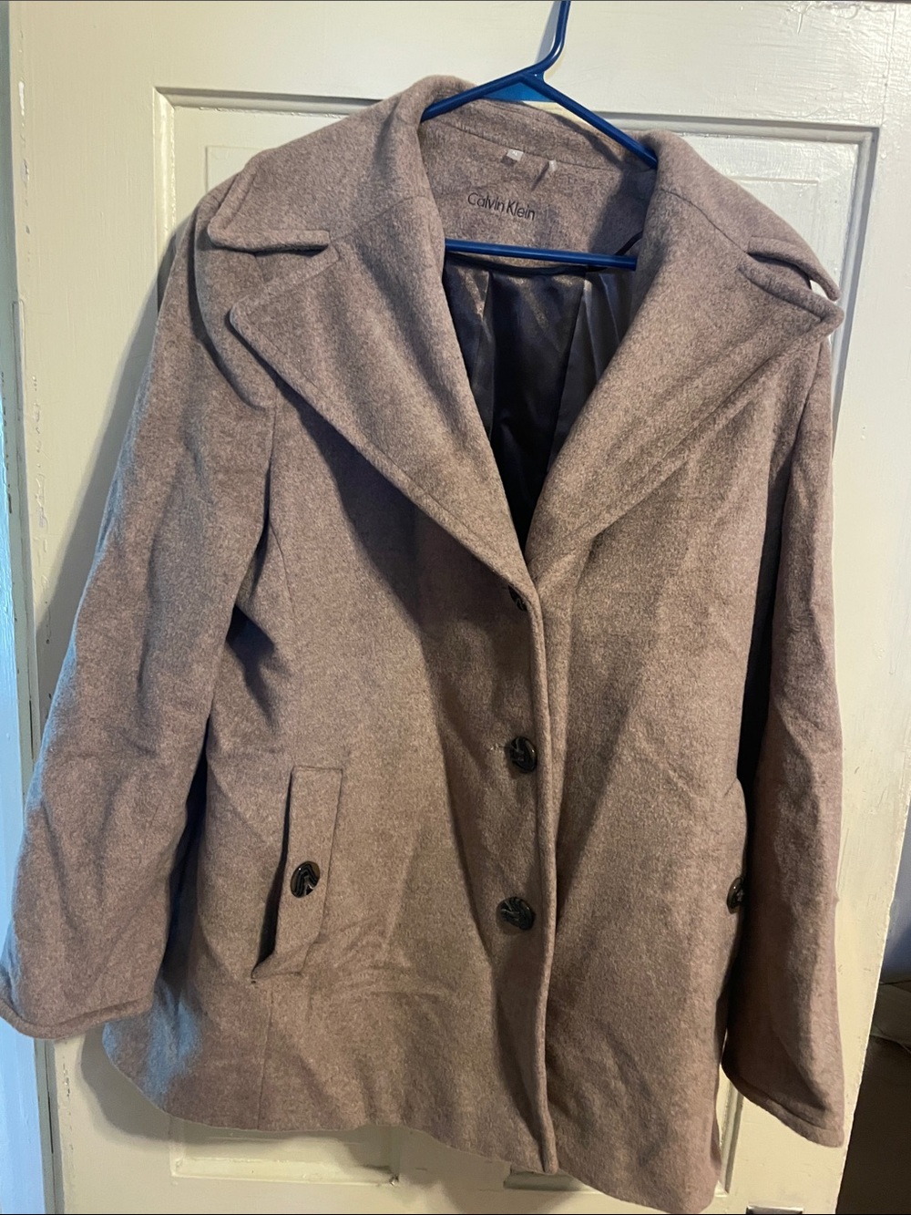 Calvin Klein Women's Mauve Taupe Wool-Blend Pea Coat